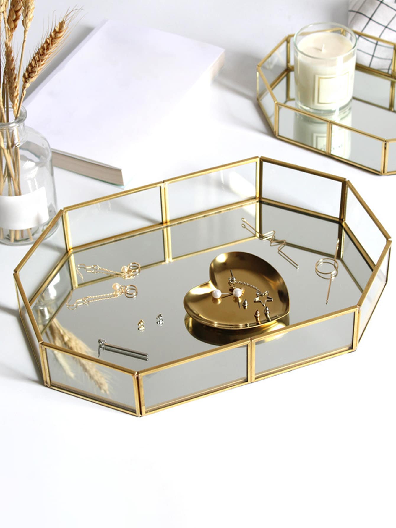 Boite à Bijoux en Verre Fond en Miroir