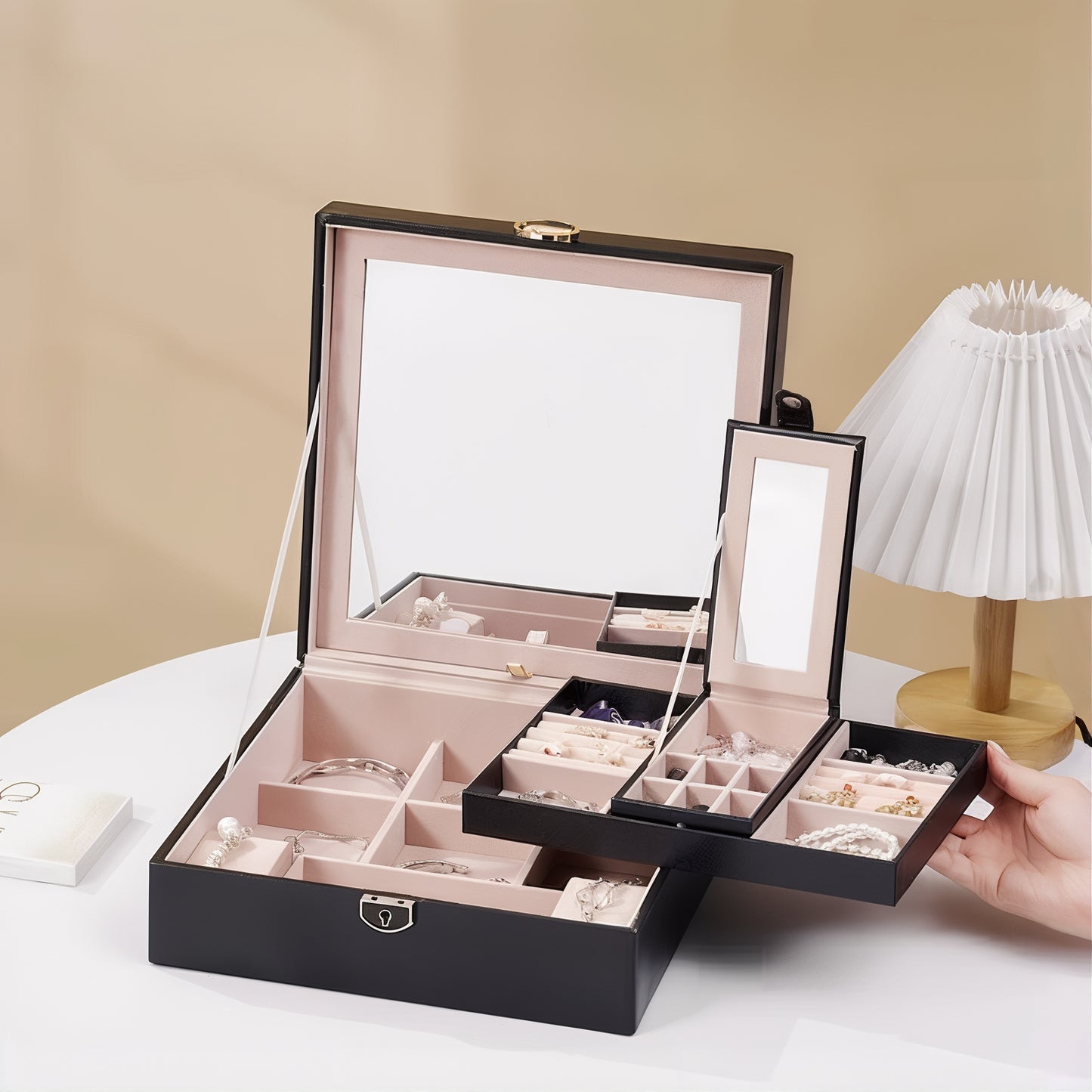 BOITE À BIJOUX AVEC MIROIR PROFESSIONNELLE
