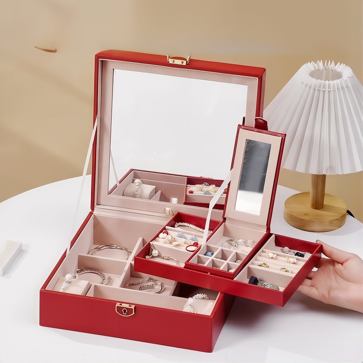 BOITE À BIJOUX AVEC MIROIR PROFESSIONNELLE