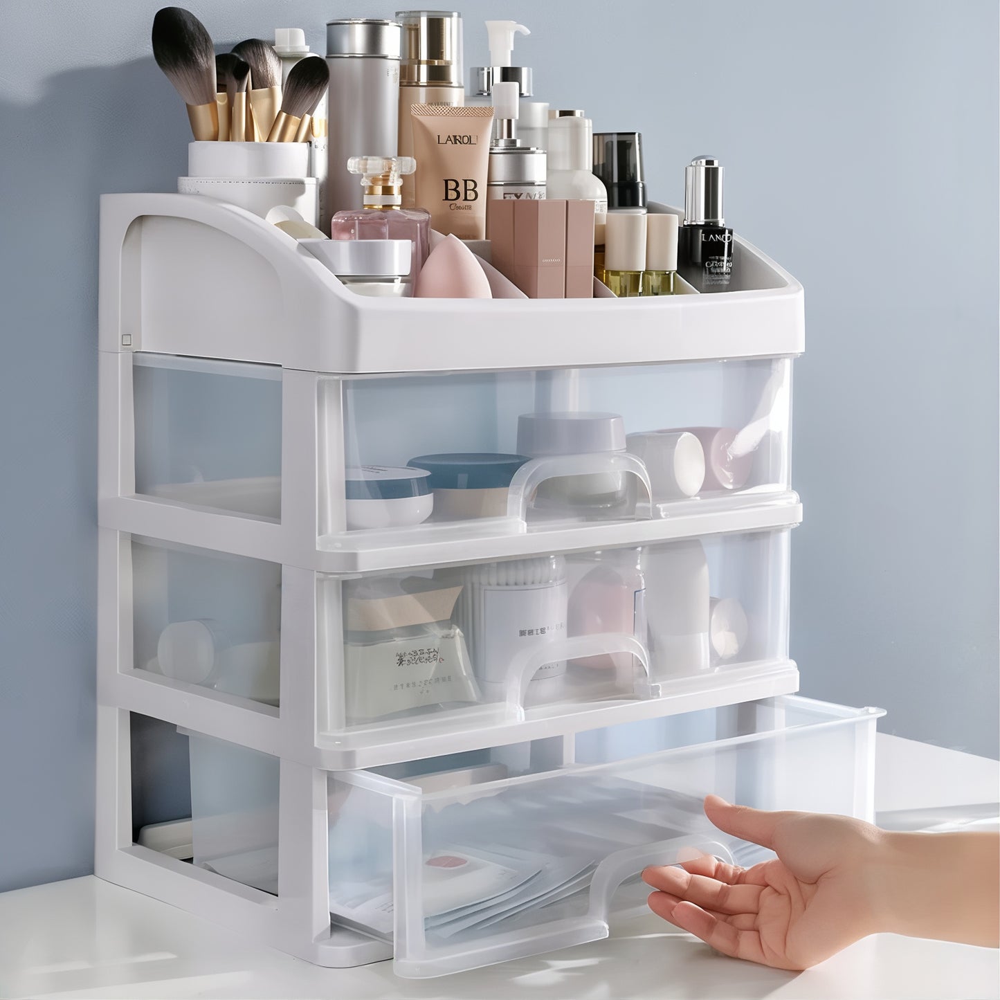 organisateur maquillage à tiroirs