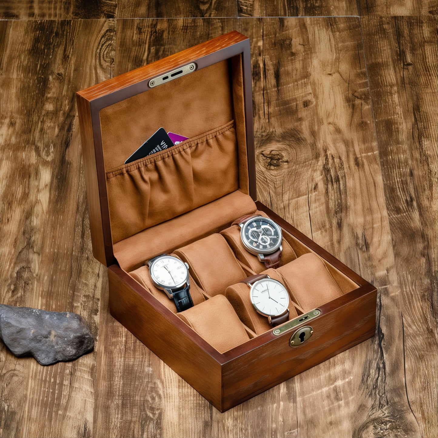 Boîte de rangement en bois luxueux pour montres