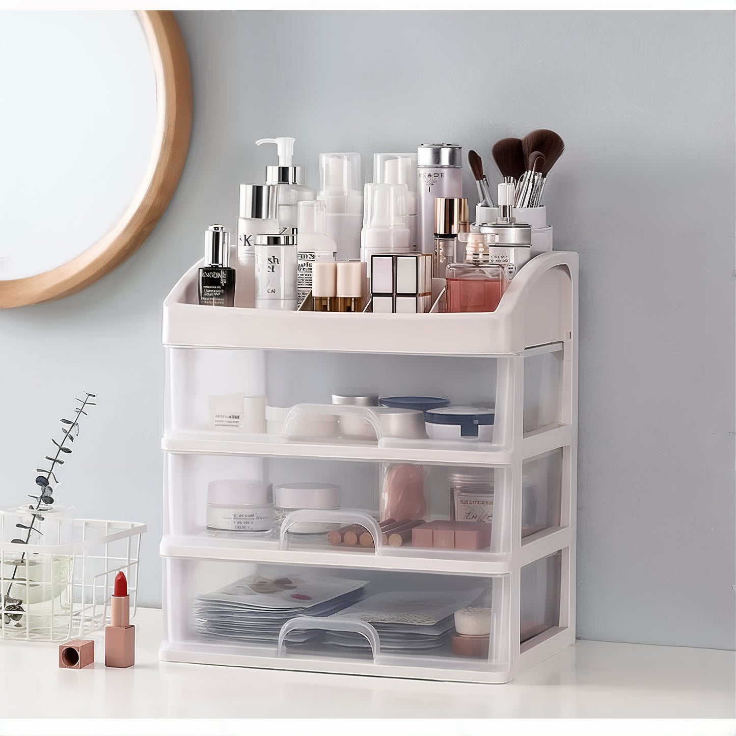 organisateur maquillage à tiroirs