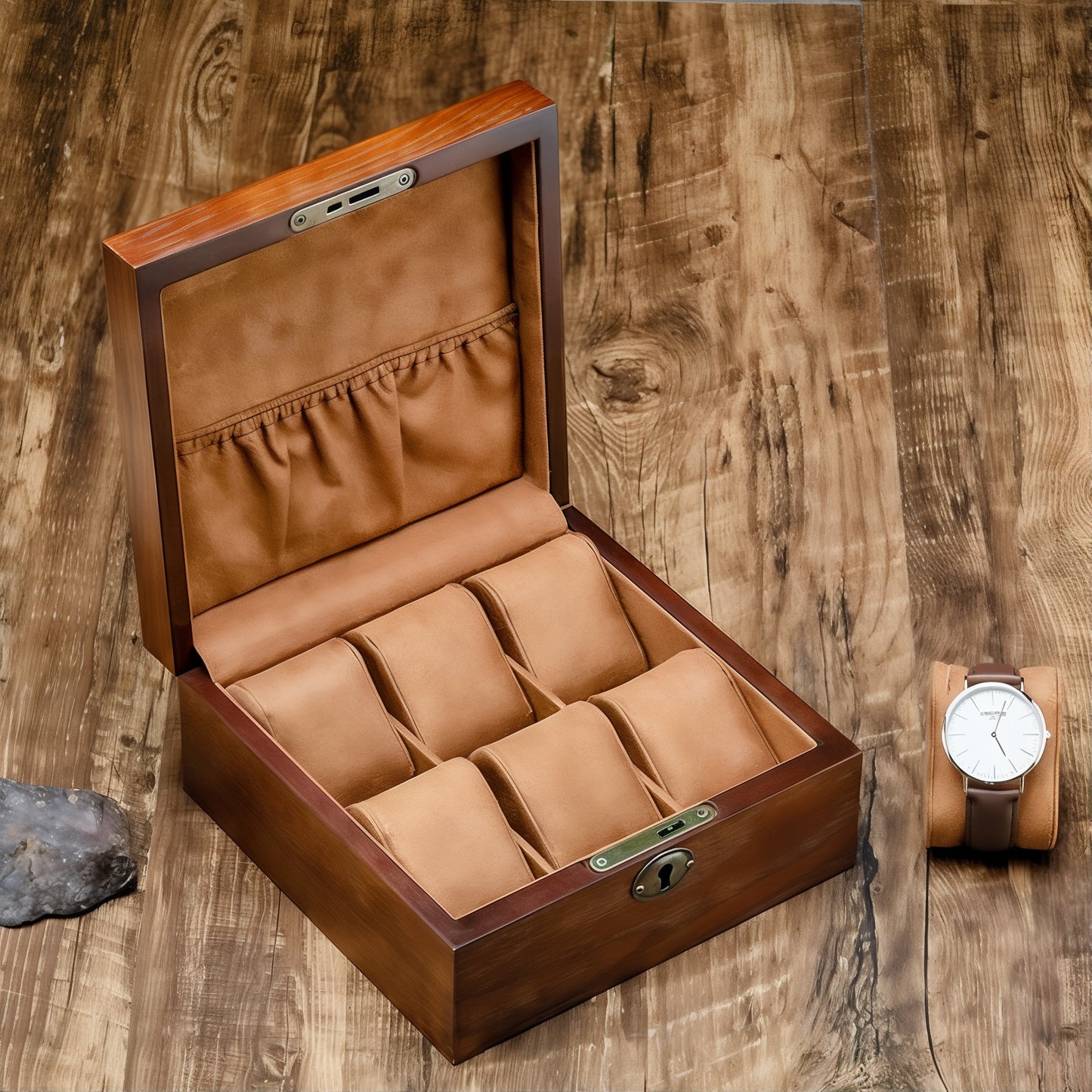 Boîte de rangement en bois luxueux pour montres