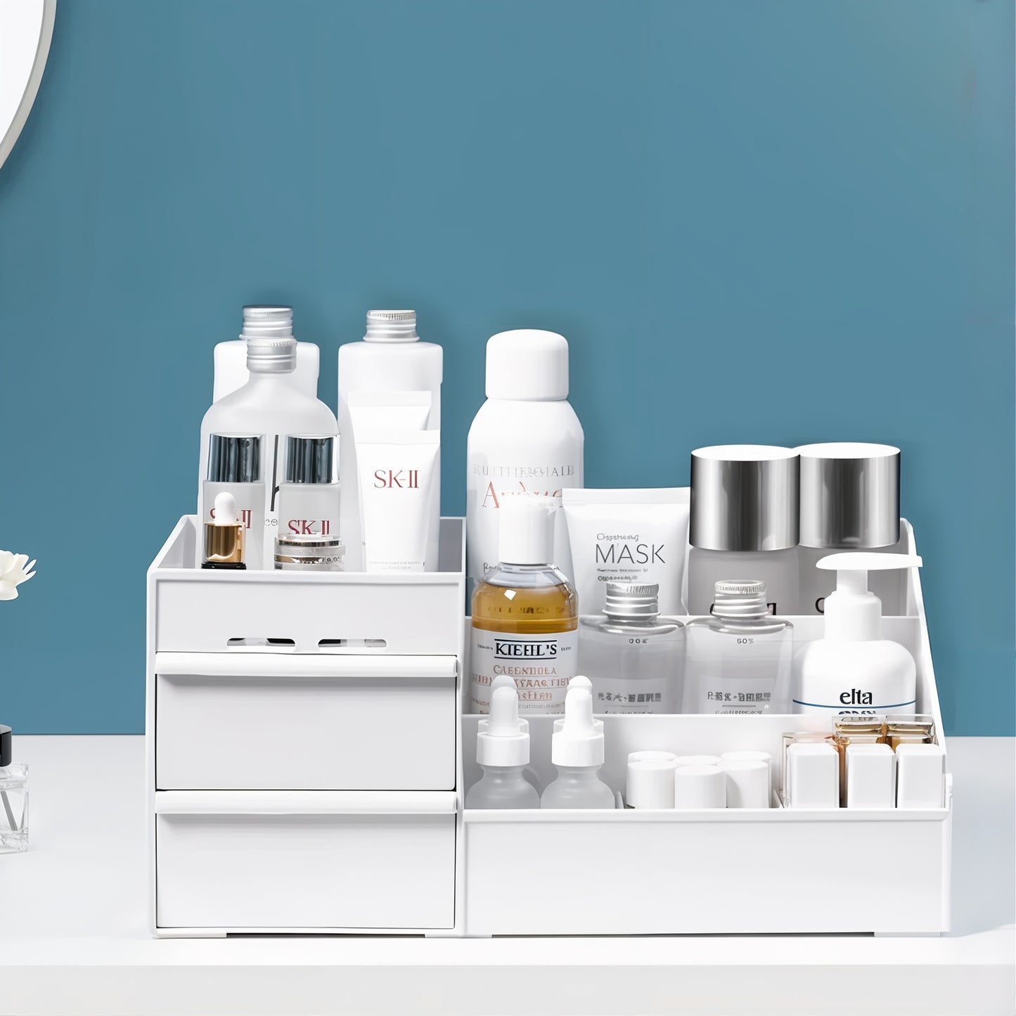 organisateur maquillage avec compartiments