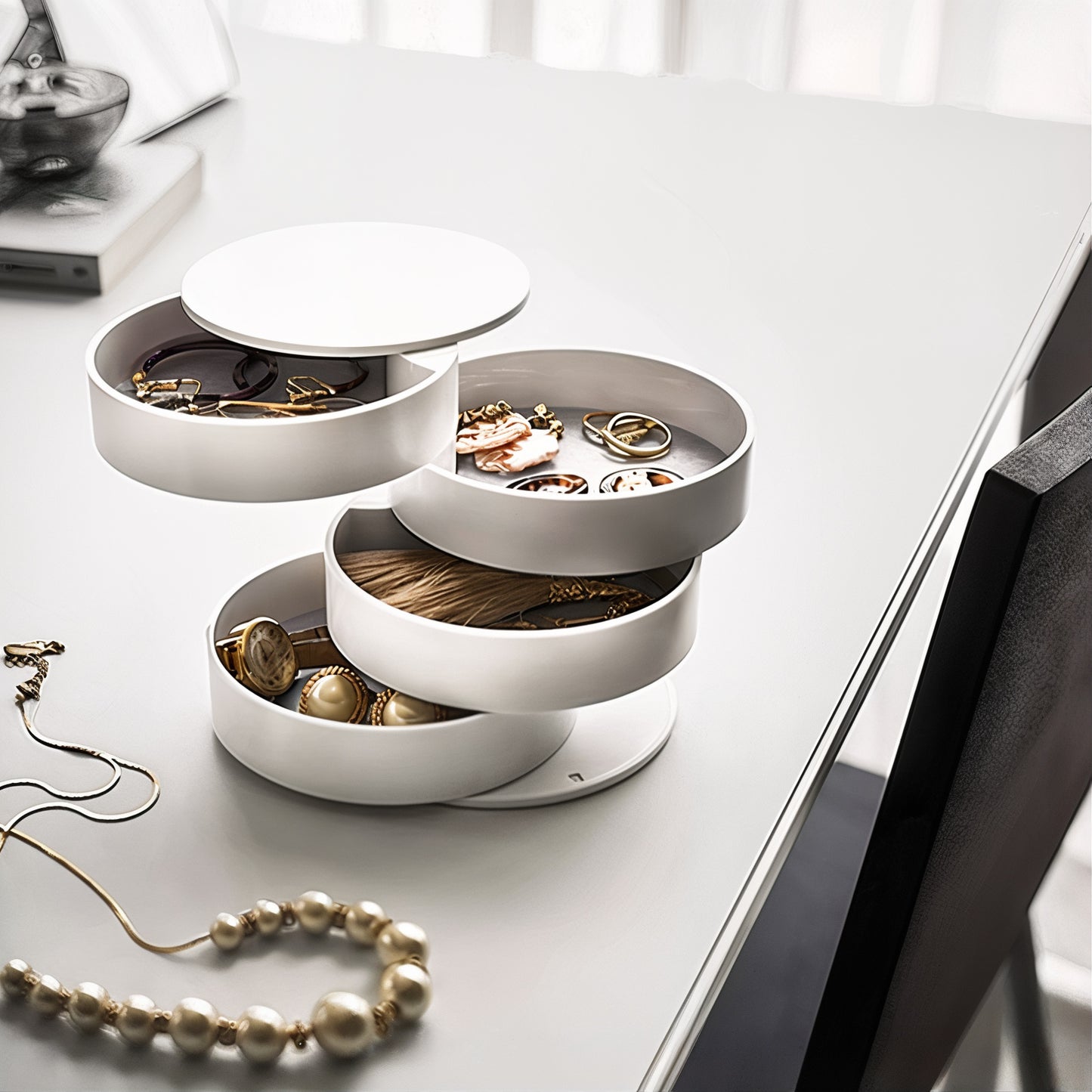 Boite à bijoux rotative 4 étages