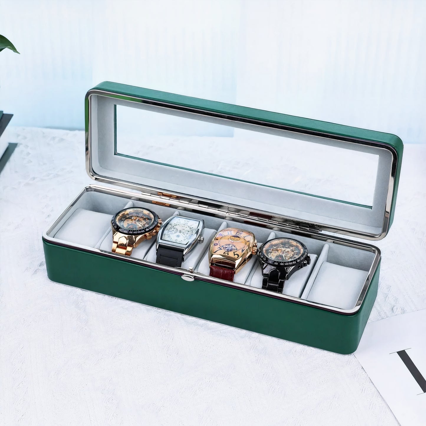 Boîte de rangement pour montres en cuir élégant