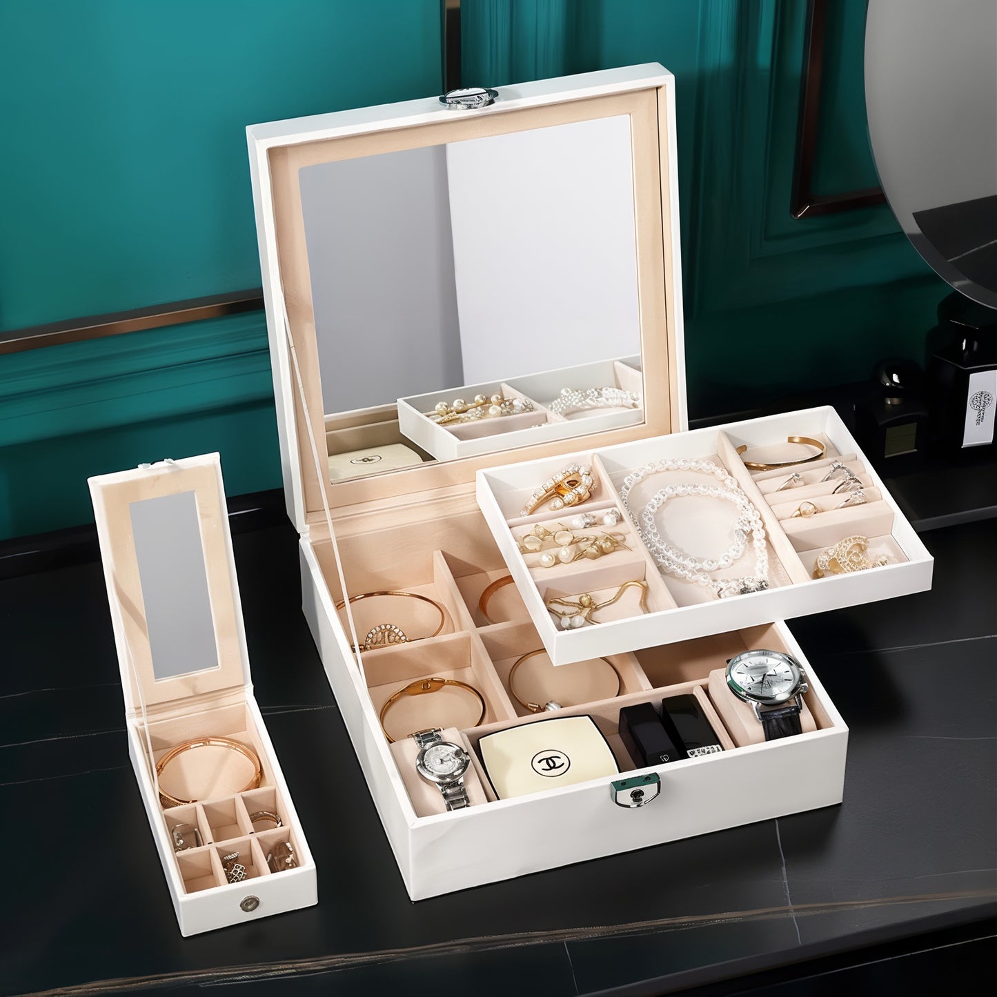 BOITE À BIJOUX AVEC MIROIR PROFESSIONNELLE