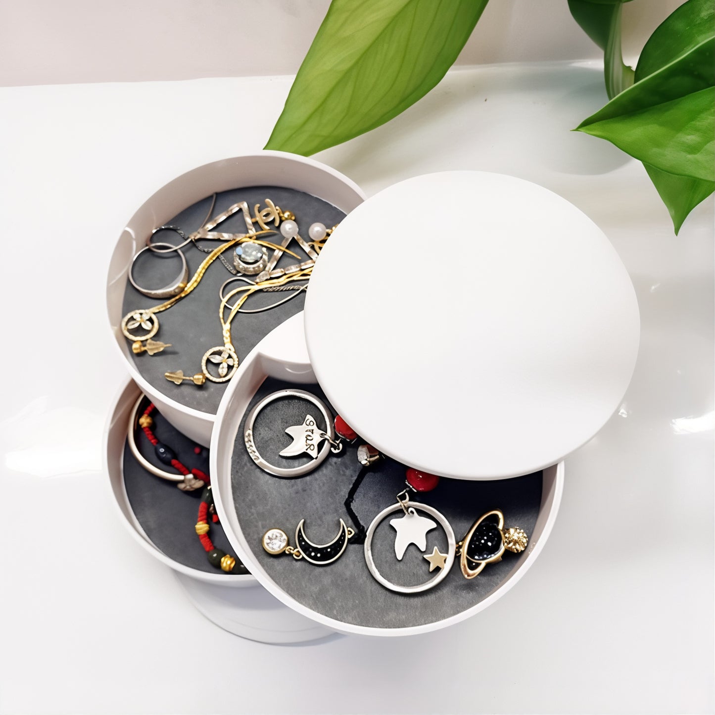 Boite à bijoux rotative 4 étages