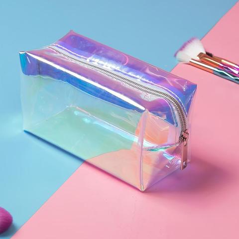 TROUSSE DE MAQUILLAGE HOLOGRAPHIQUE TRANSPARENTE