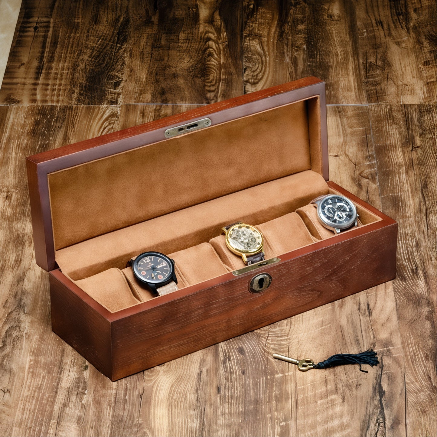 Boîte de rangement en bois luxueux pour montres