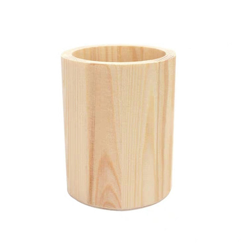 pot à pinceaux de maquillage en bois