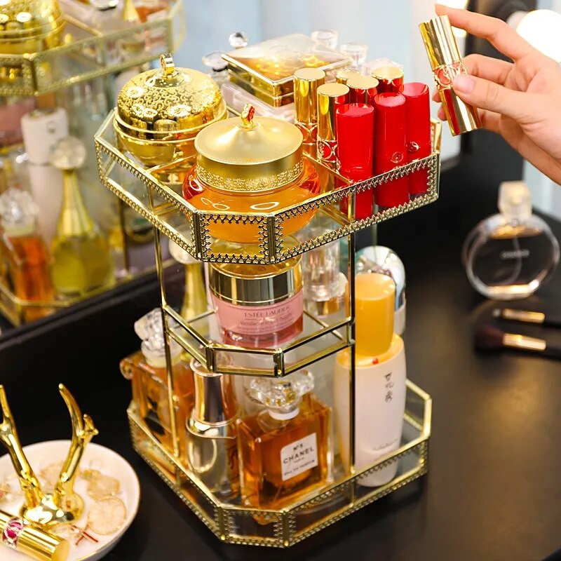 RANGEMENT DE MAQUILLAGE DORÉ