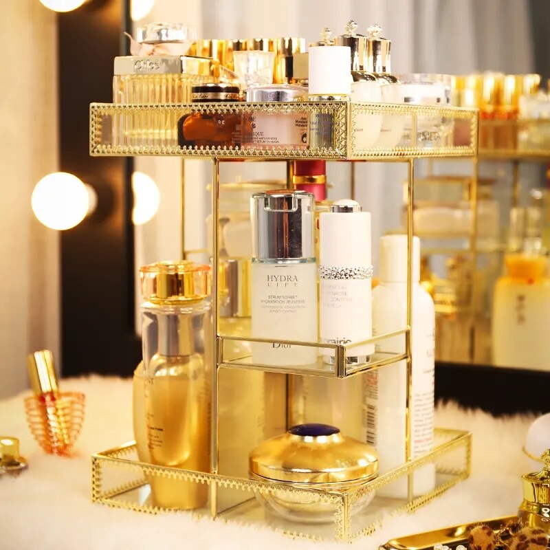RANGEMENT DE MAQUILLAGE DORÉ