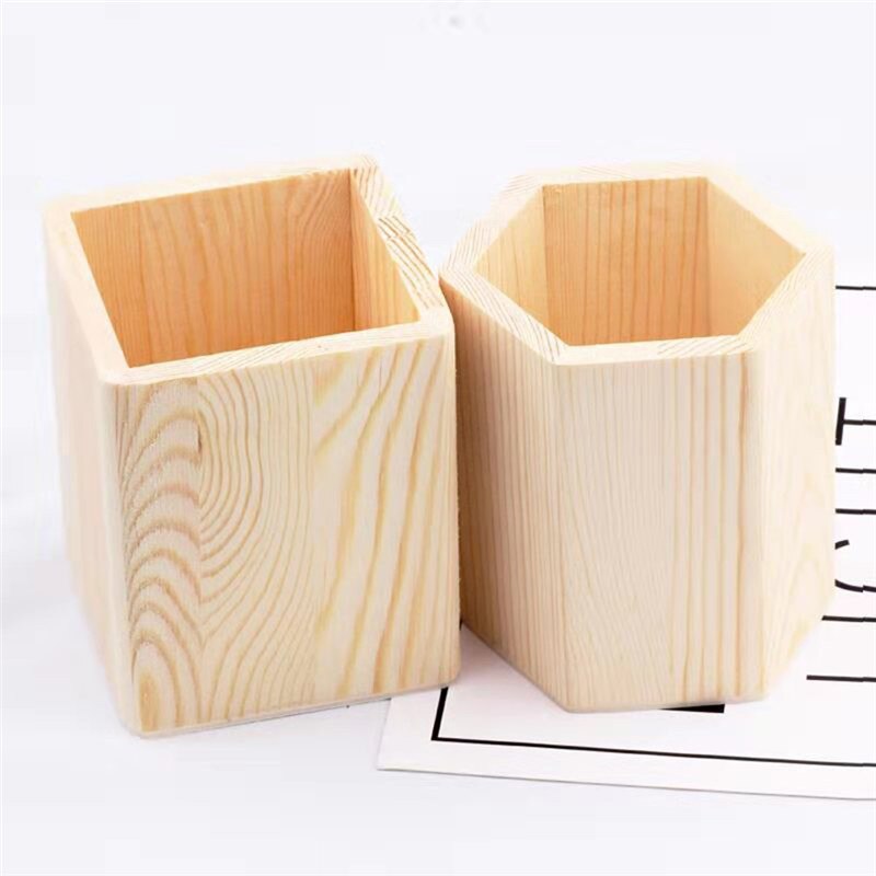pot à pinceaux de maquillage en bois