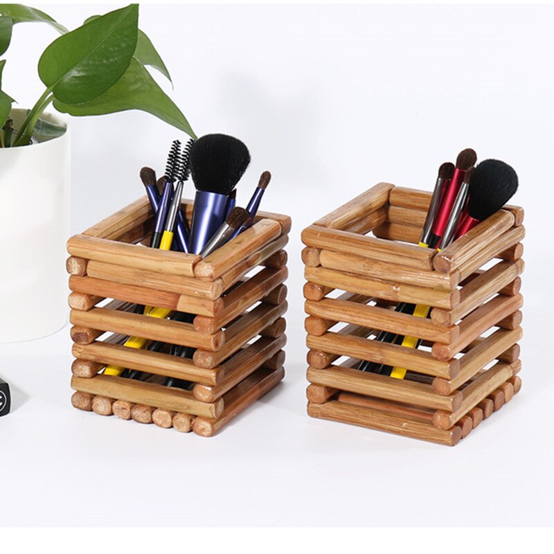 pot pinceaux maquillage en bois