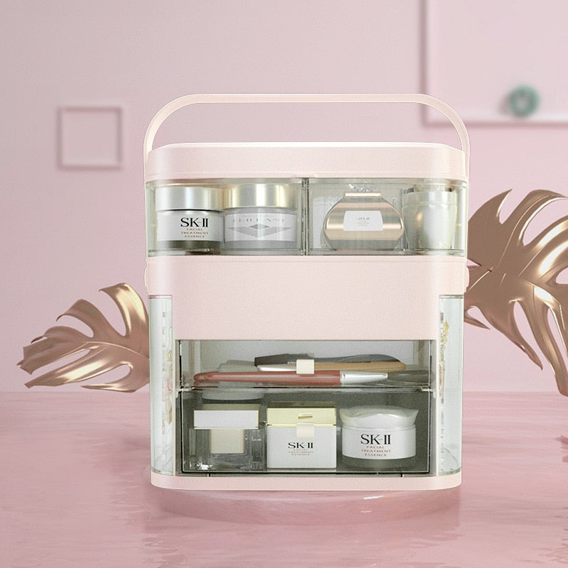 Boite de rangement maquillage en miroir LED