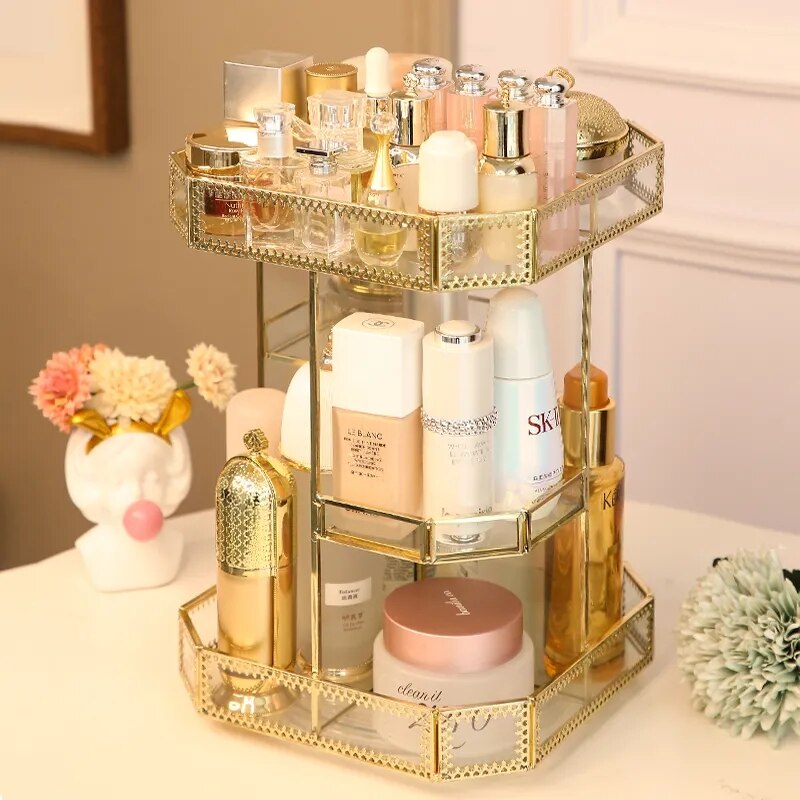 RANGEMENT DE MAQUILLAGE DORÉ