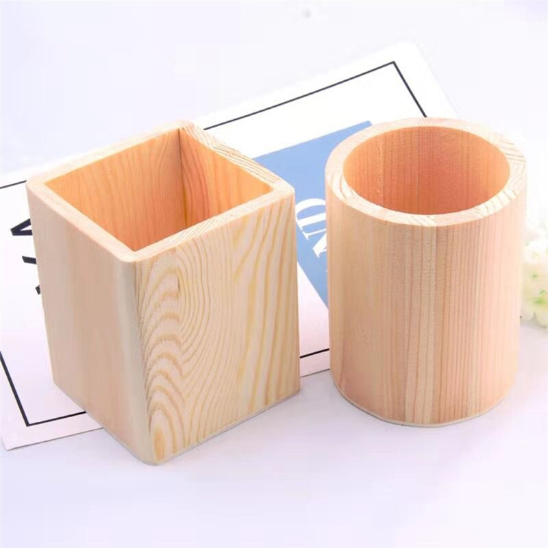 pot à pinceaux de maquillage en bois