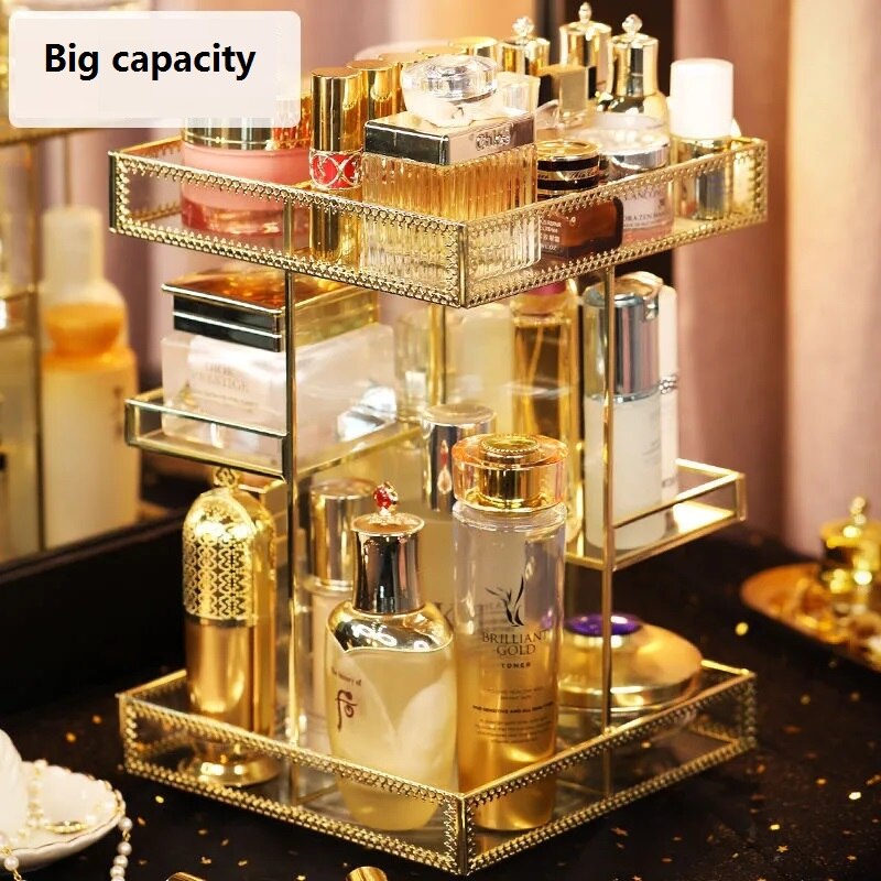RANGEMENT DE MAQUILLAGE DORÉ