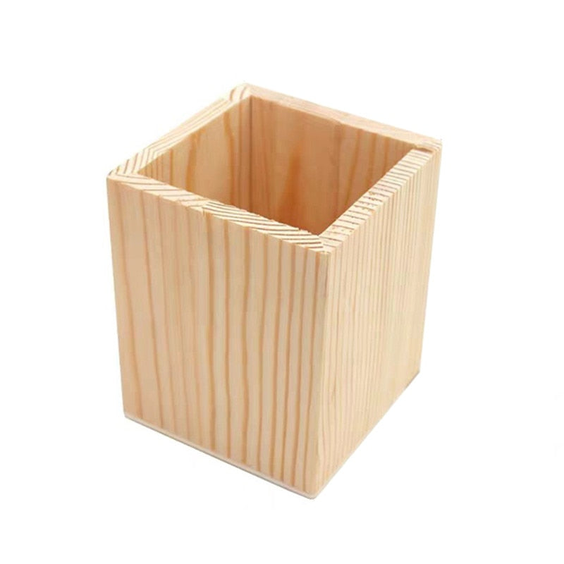 pot à pinceaux de maquillage en bois