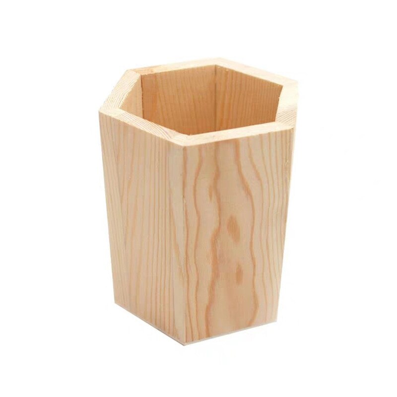 pot à pinceaux de maquillage en bois