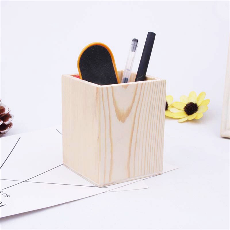 pot à pinceaux de maquillage en bois