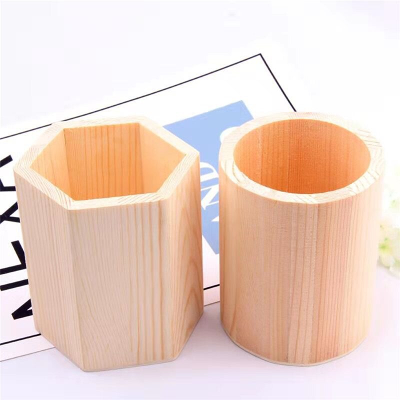 pot à pinceaux de maquillage en bois