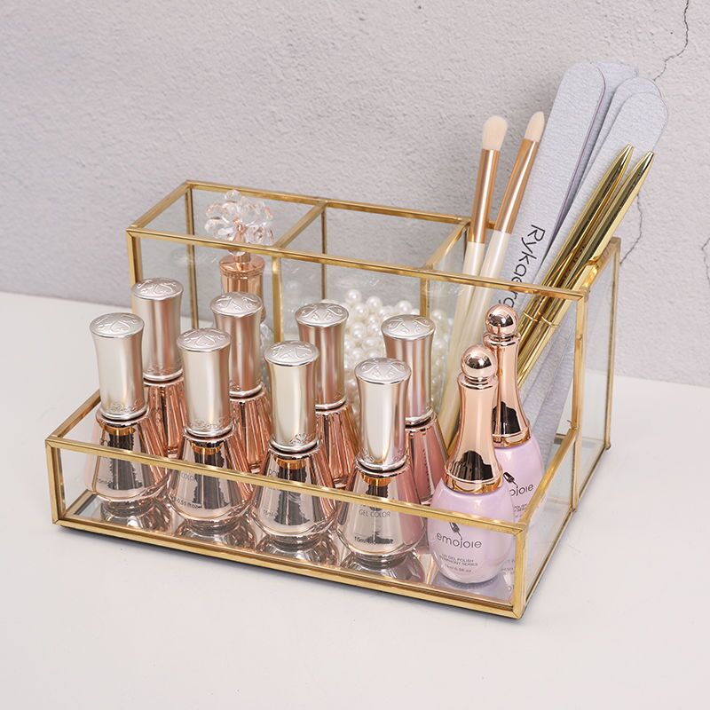 RANGEMENT DE MAQUILLAGE EN VERRE TRANSPARENT
