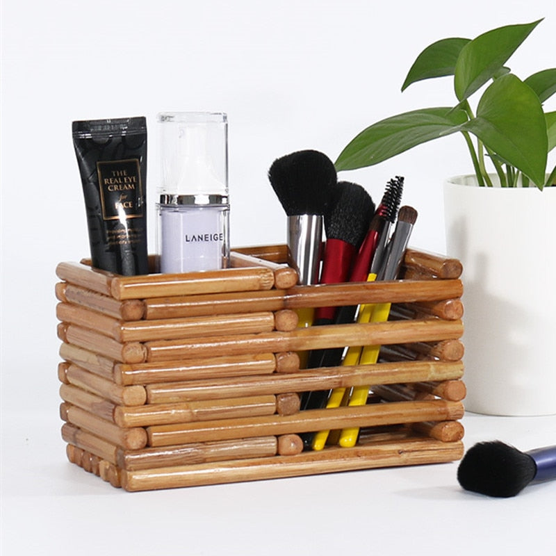 pot pinceaux maquillage en bois