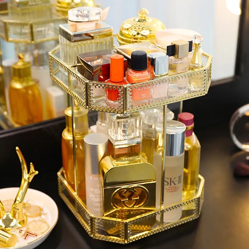 RANGEMENT DE MAQUILLAGE DORÉ