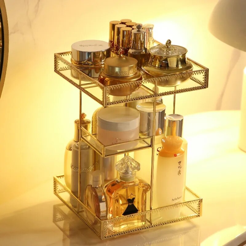 RANGEMENT DE MAQUILLAGE DORÉ