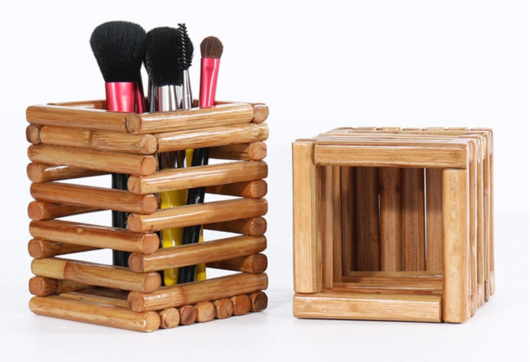 pot pinceaux maquillage en bois
