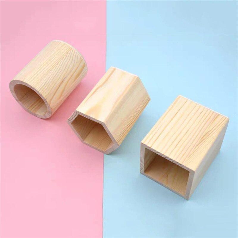 pot à pinceaux de maquillage en bois