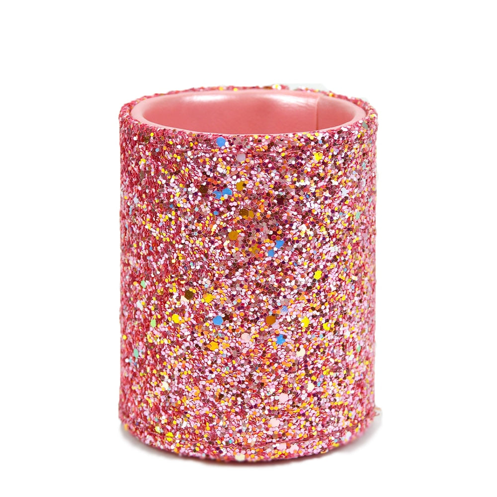 Pot à pinceaux de maquillage à paillettes