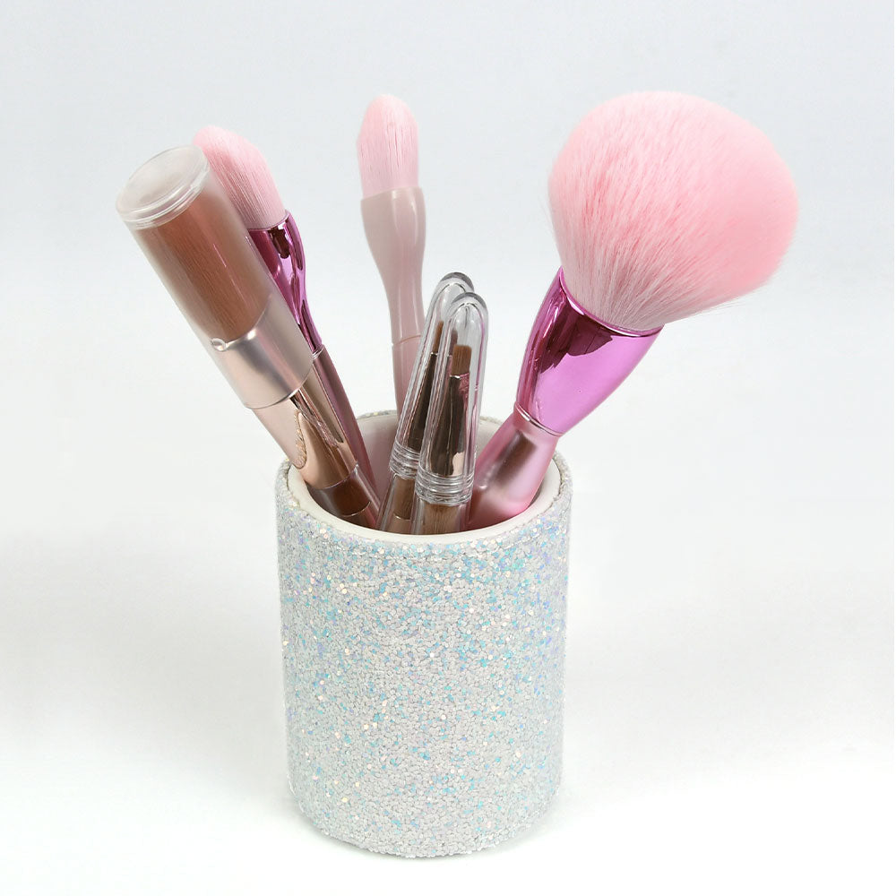 Pot à pinceaux de maquillage à paillettes