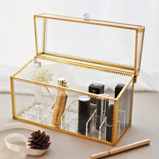 BOITE DE RANGEMENT MAQUILLAGE EN VERRE