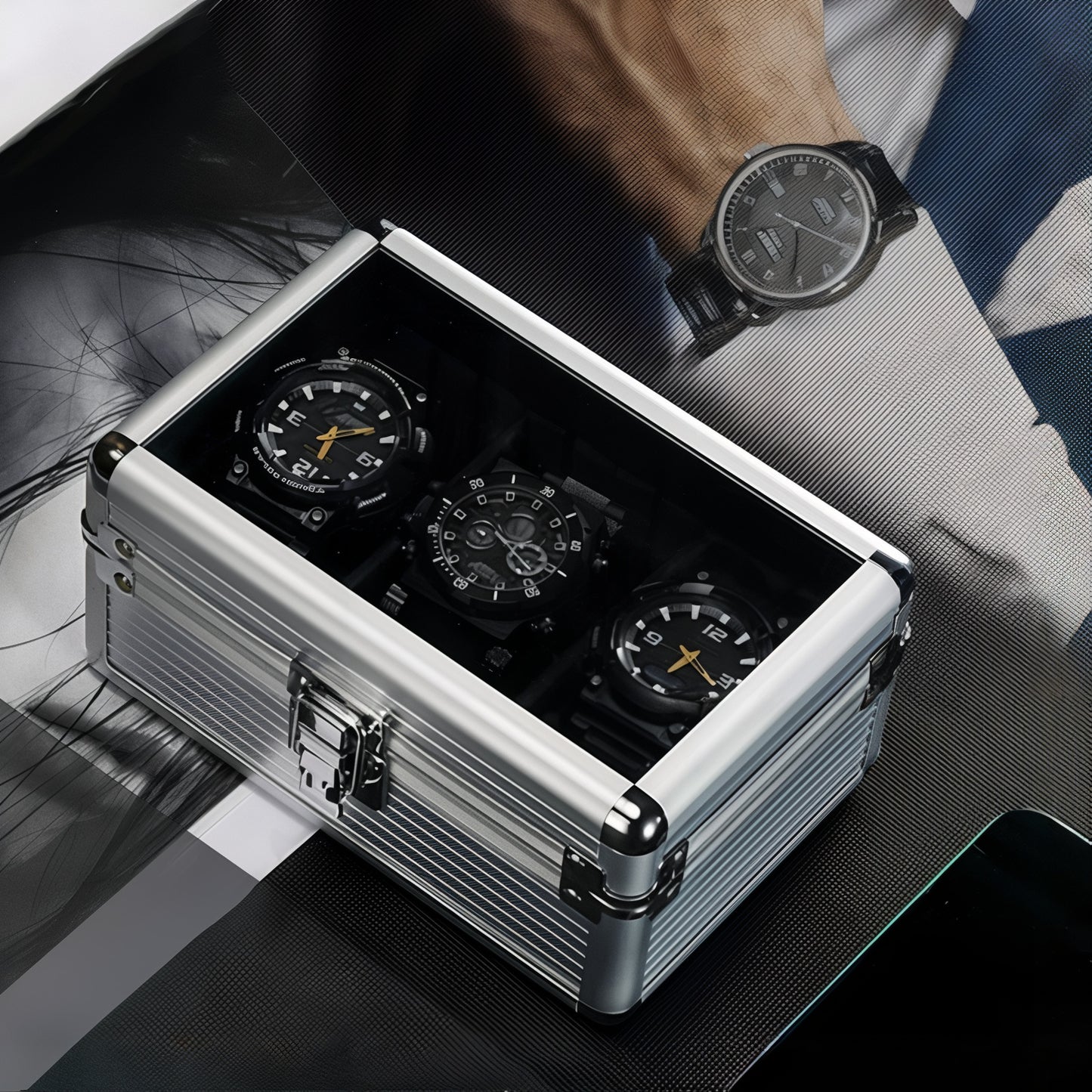 Boîte de Rangement pour Montres en Alliage d'Aluminium
