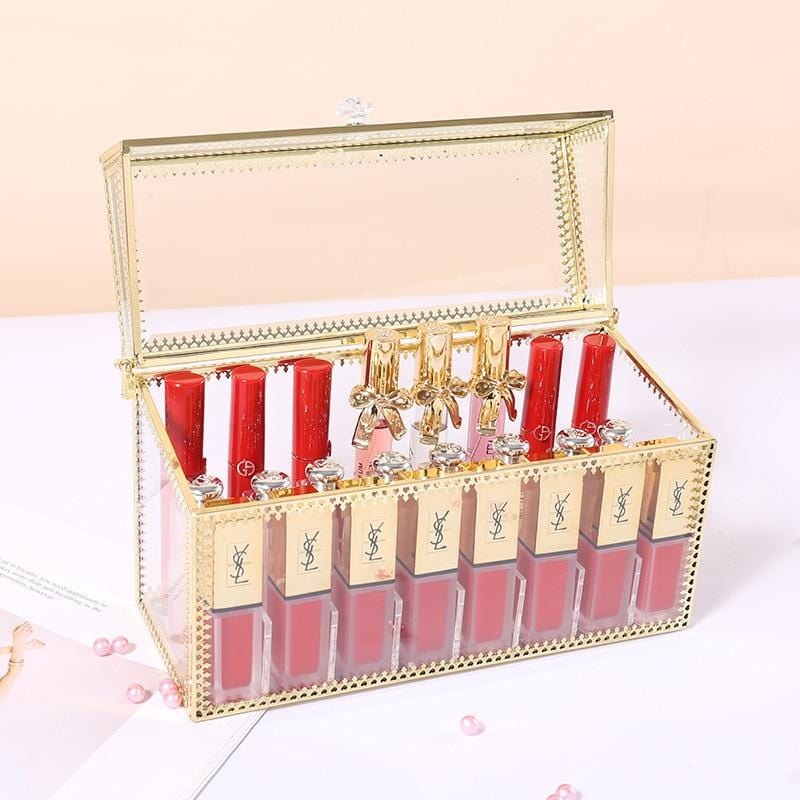 BOITE DE RANGEMENT MAQUILLAGE EN VERRE