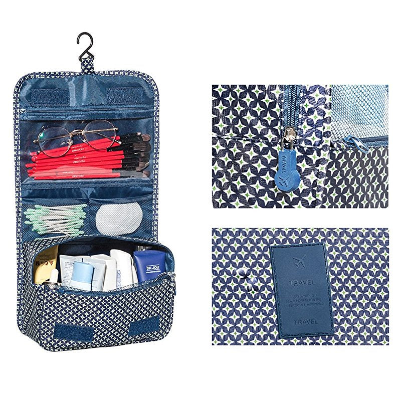 TROUSSE DE MAQUILLAGE BLEUE MARINE À MOTIF