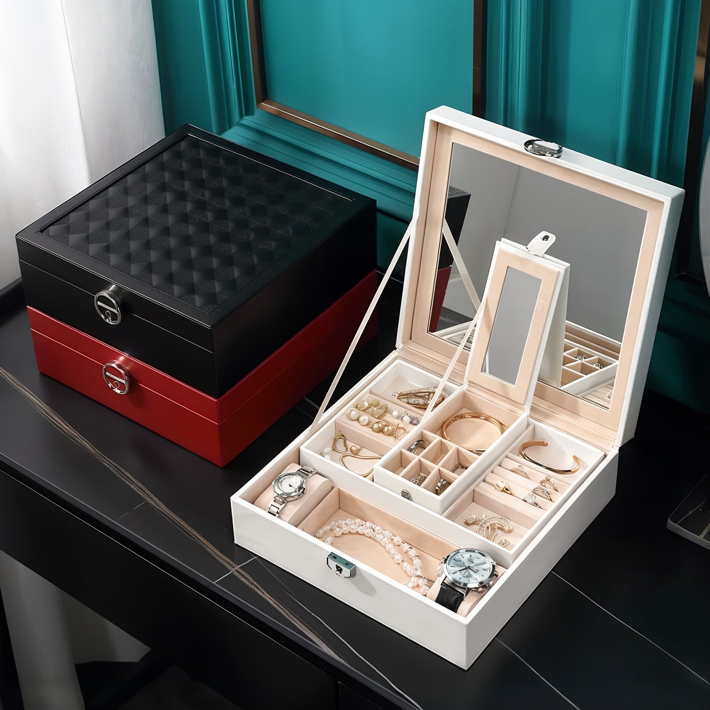 BOITE À BIJOUX AVEC MIROIR PROFESSIONNELLE