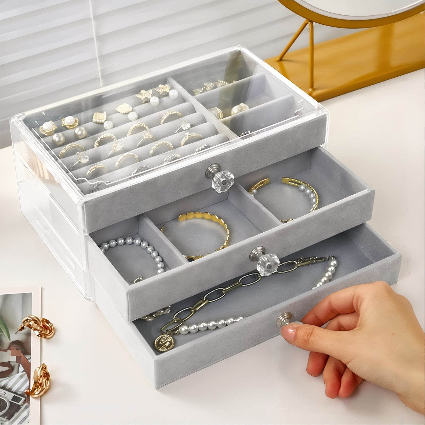 Présentoir à bijoux à tiroirs professionnel