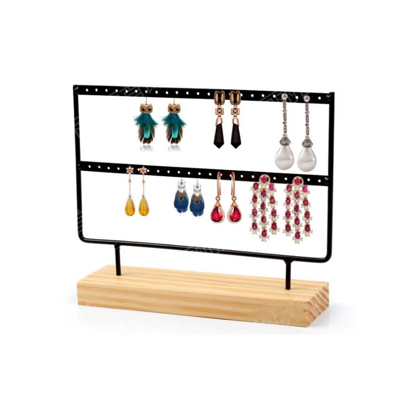 Présentoir de bijoux boucles d'oreilles en métal à 2 étages