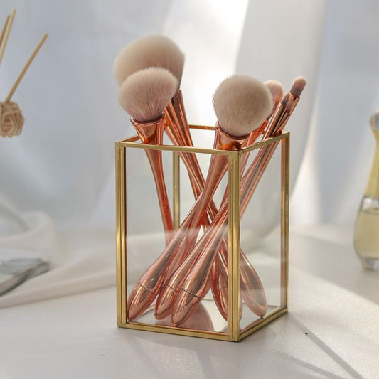 Pot pinceaux de maquillage doré