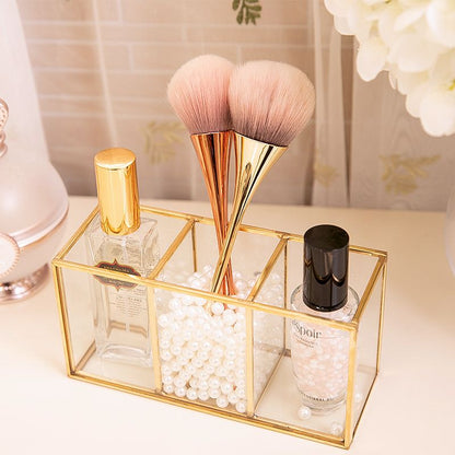 Pot pinceaux de maquillage doré